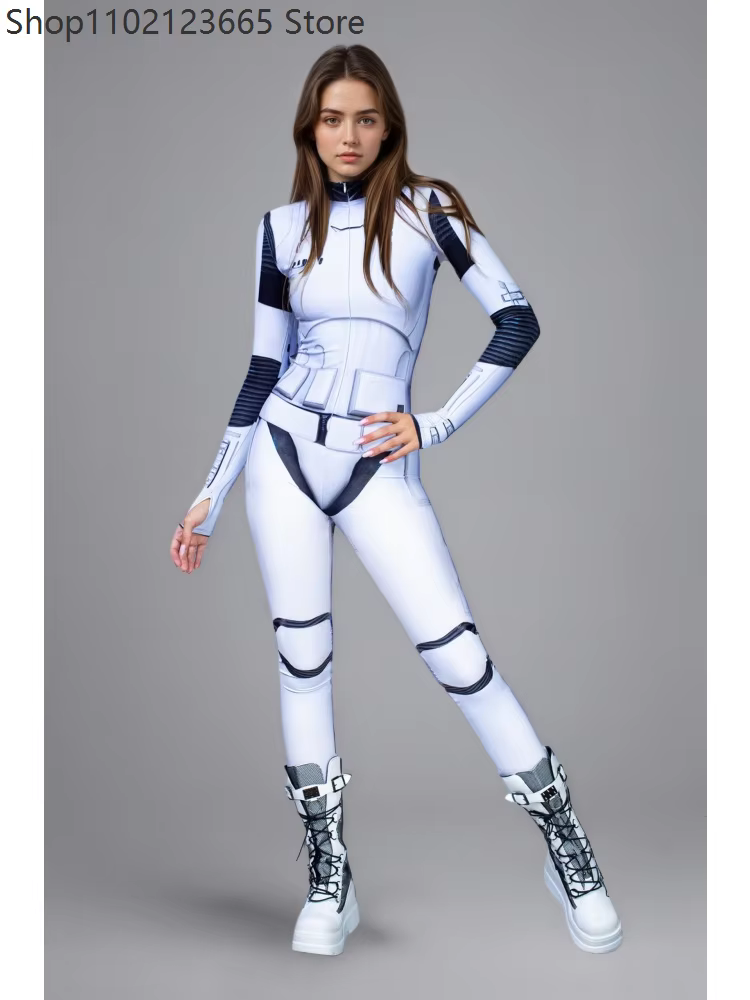 Cyber pour femmes ​ ​ Combinaison Robotique Futuriste Armure Cosplay Couple Soldat Spatial Costume de Scène Performance Fête Moulante 2026