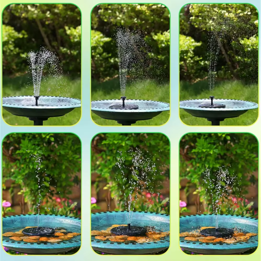 Pompe solaire de jardin avec 6 buses, fontaine d'extérieur pour bain d'oiseaux, dispositif de circulation d'eau pour bassin, décoration de jardin, flotteur de piscine