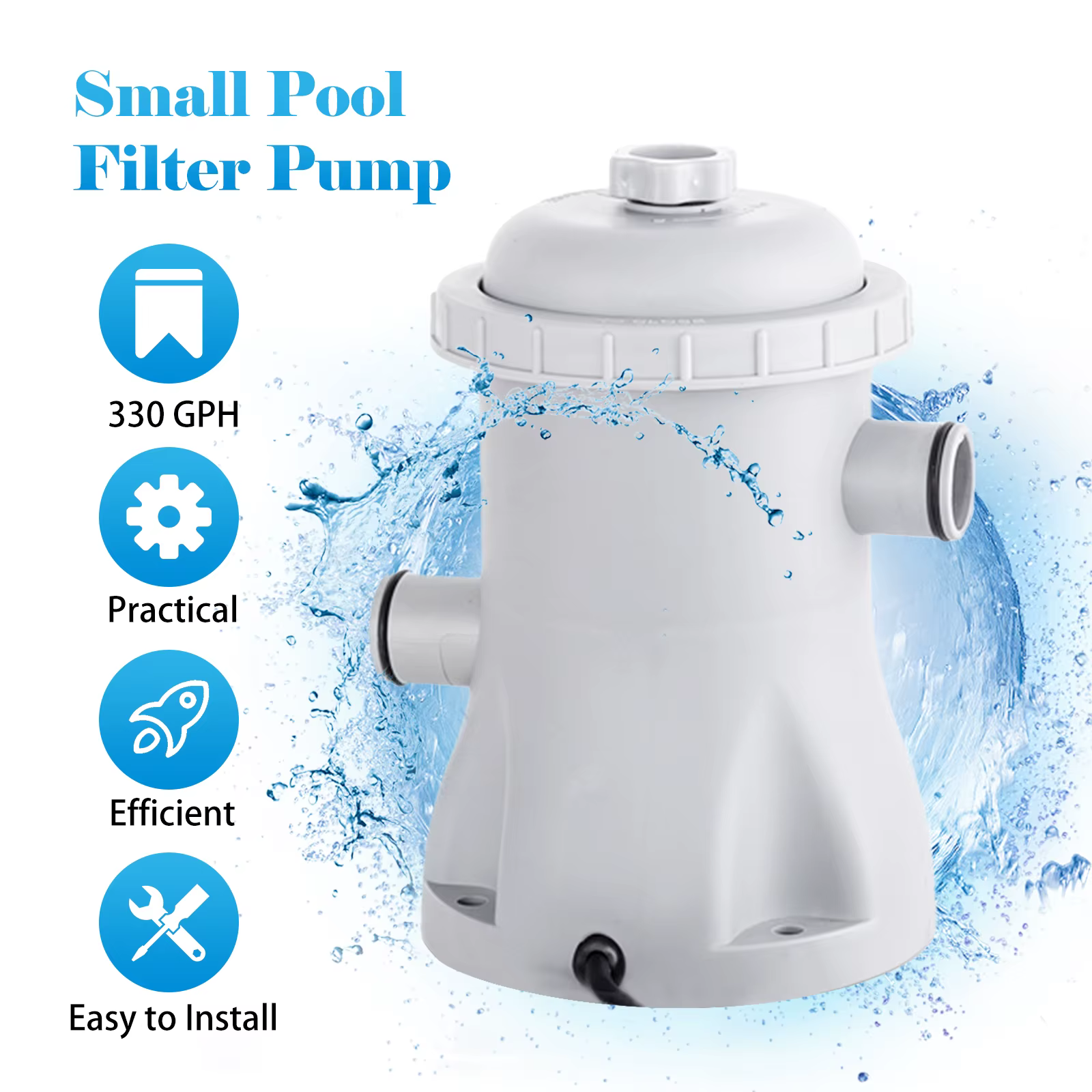 Pompe à eau électrique pour pataugeoire avec 2 cartouches filtrantes