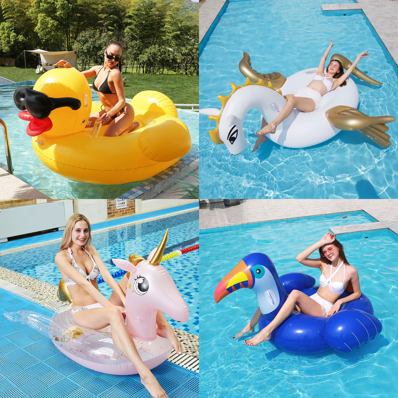 Chaise flottante de piscine avec boule de perles pour adultes