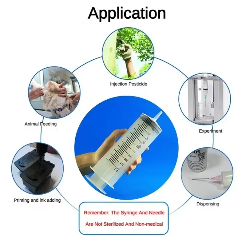 Seringue à grande capacité de vide 100/200/300/500 ml, seringue réutilisable, pompe à huile avec tuyau de 1 m, pompe de dosage pour l'alimentation des animaux de compagnie