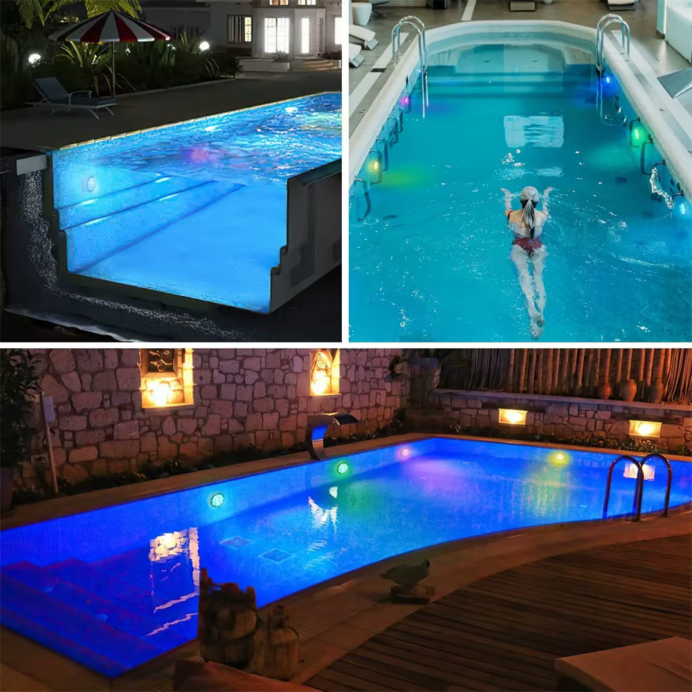 Nouveau USB Rechargeable piscine lumière LED étanche RGB RF télécommande