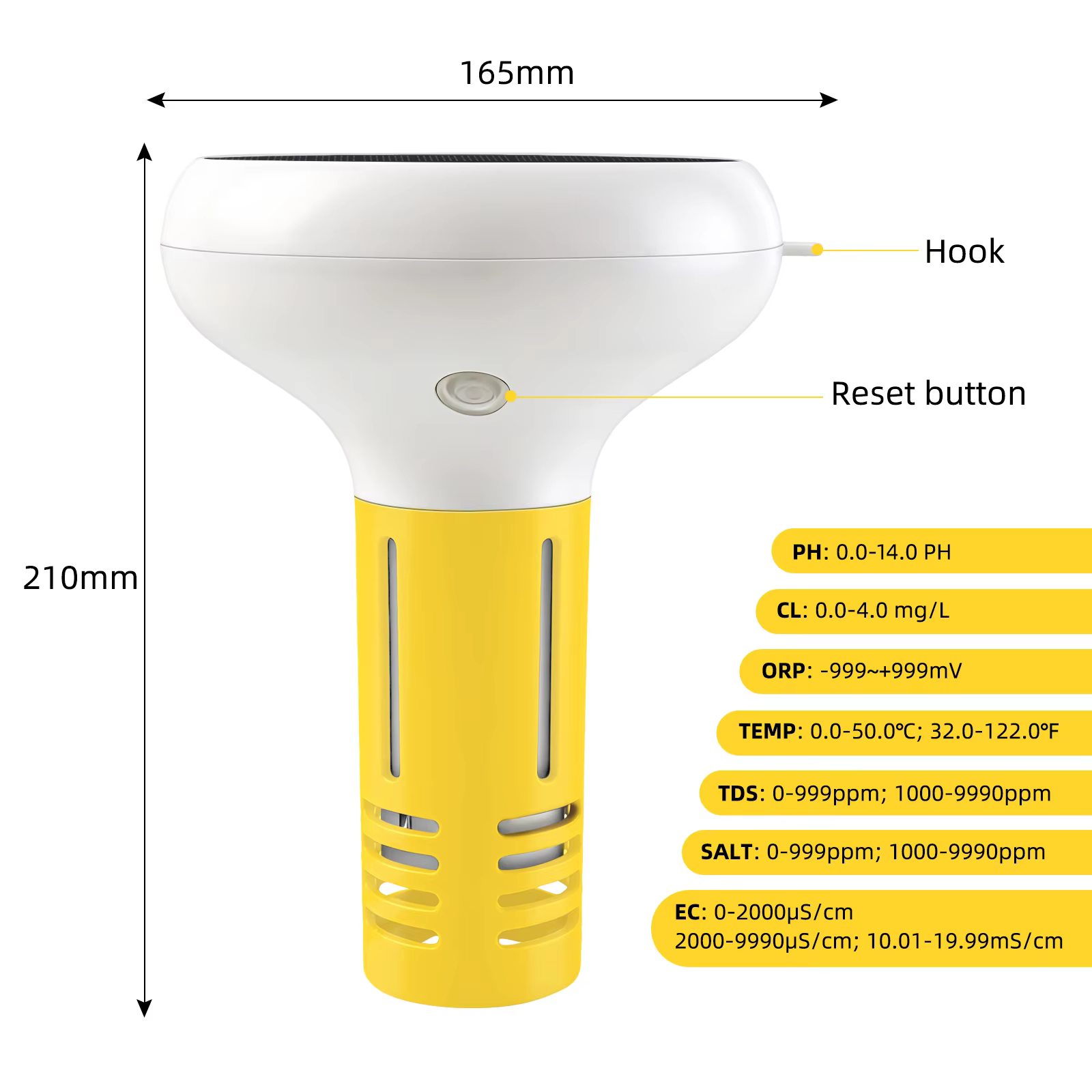 Testeur de qualité de l'eau solaire Tuya Zigbee 7 en 1 pour piscine : PH