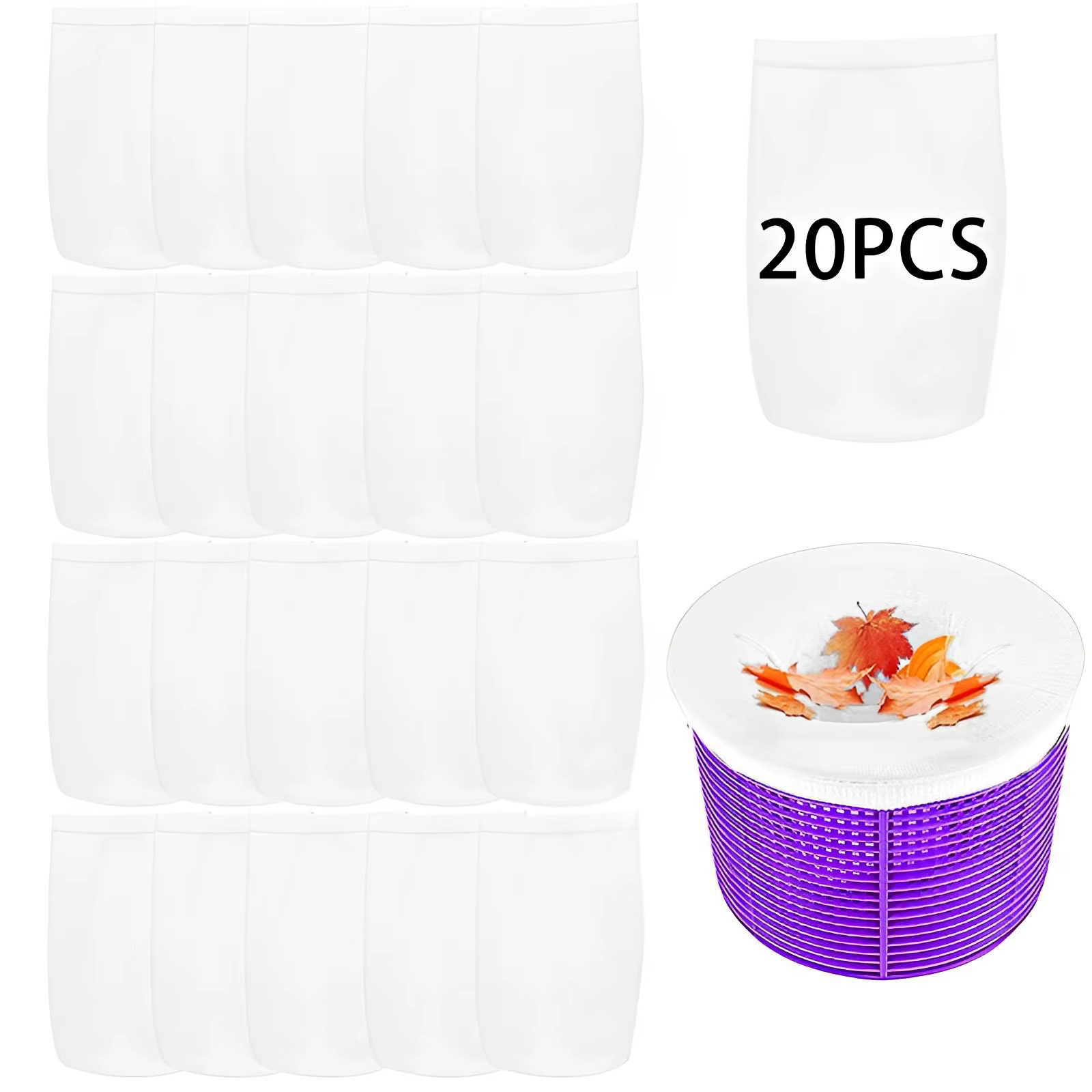 NOUVEAU Lot de 5 à 20 pièces de chaussettes filtrantes en maille pour skimmer de piscine