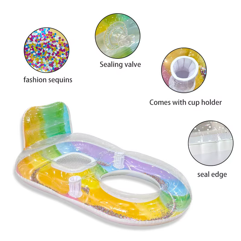 Canapé gonflable d'été pour piscine avec porte-gobelet