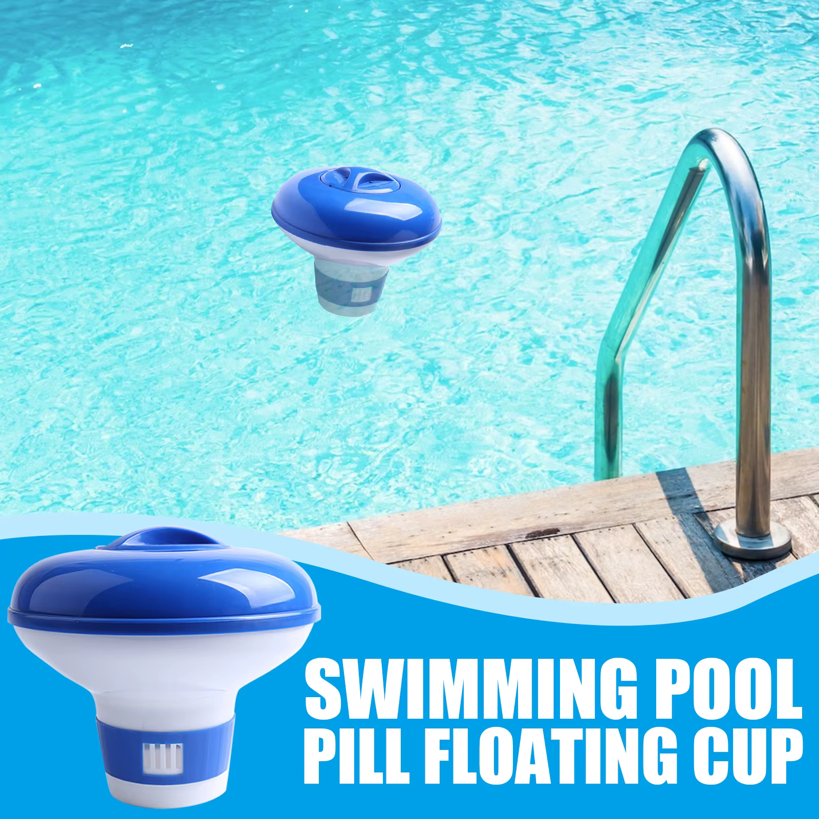 Distributeur de chlore flottant pour piscine avec aérations à débit réglable