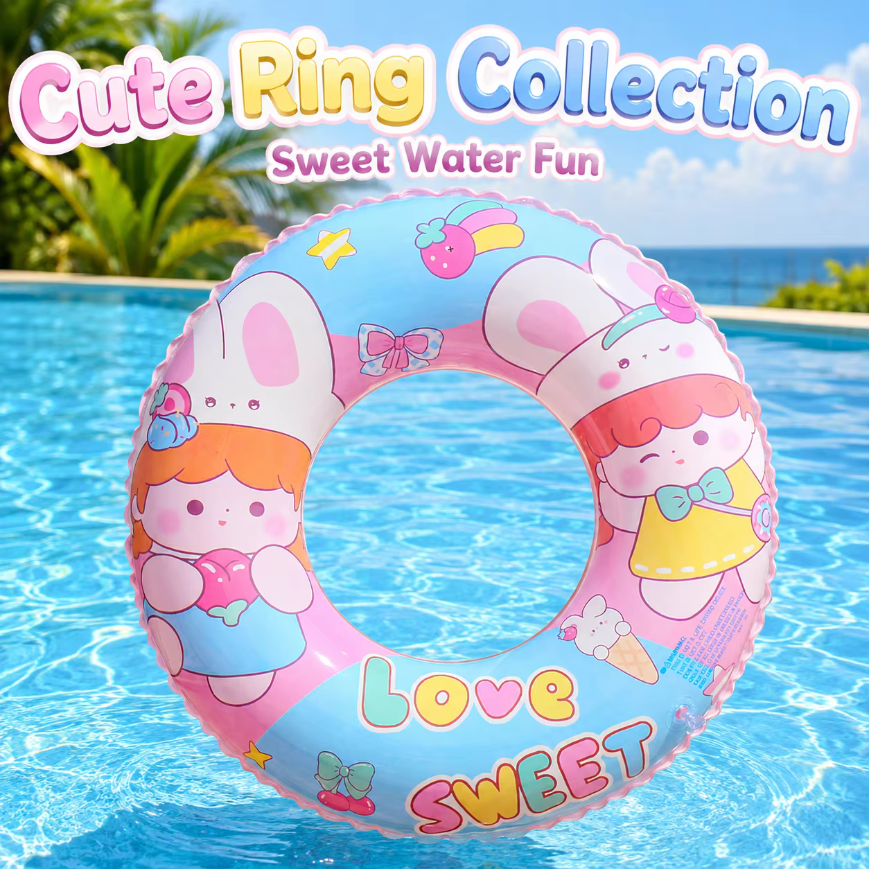 Bouée de bain gonflable mignonne à motif de dessin animé