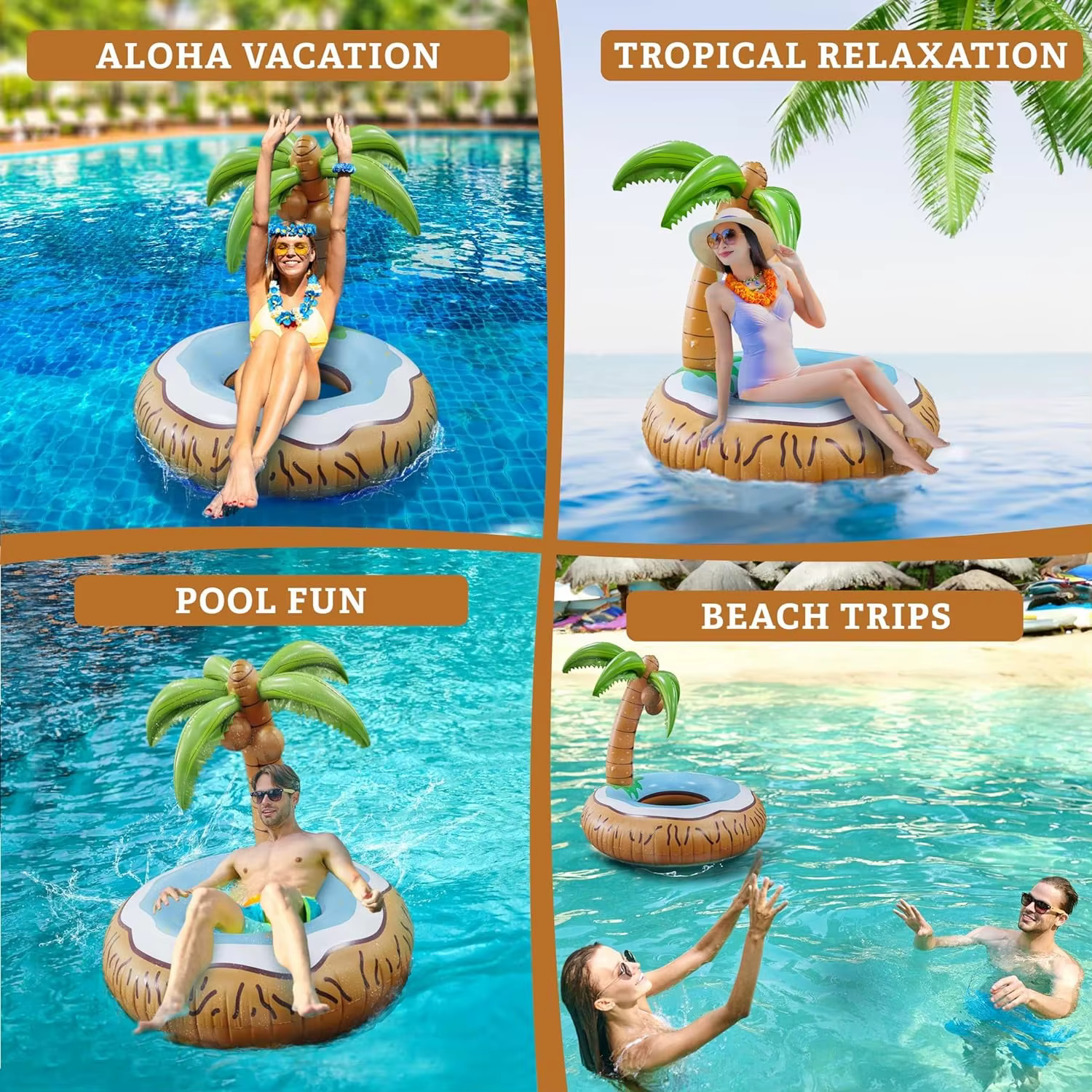 Matelas Gonflables en Forme d'Arbre, Bouée de Piscine, Bouée de ix