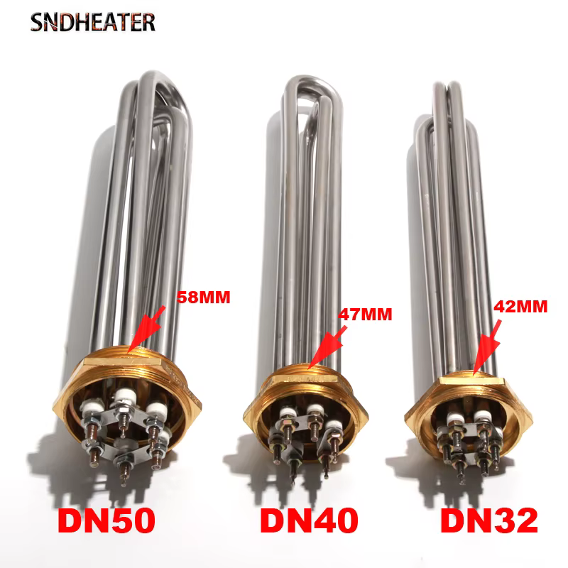 SNDHEATER chauffe-eau électrique DN32 DN40 DN50 élément chauffant par Immersion SUS304 220V Booster tubulaire 3KW 4.5KW 6KW 9KW 380V 12KW