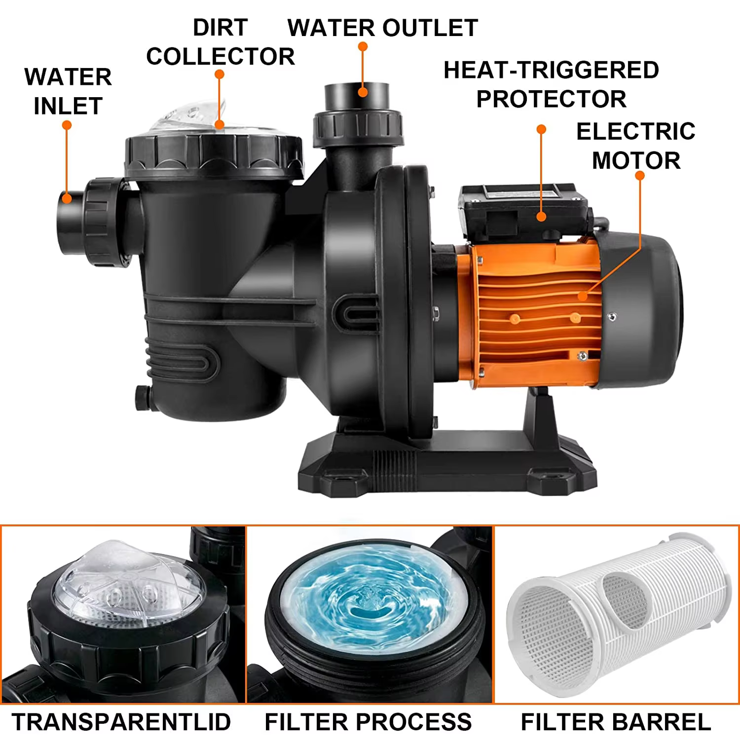 Pompe Solaire Surpresseur de Piscine 2HP, 1500W, 200m-300m, Distance, DC 96V