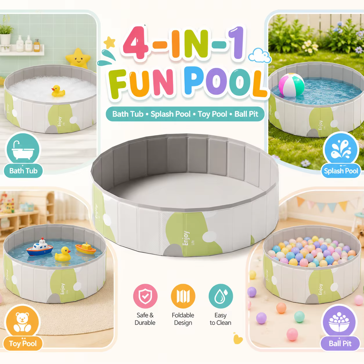 1PC Baignoire pliable, Piscine portable