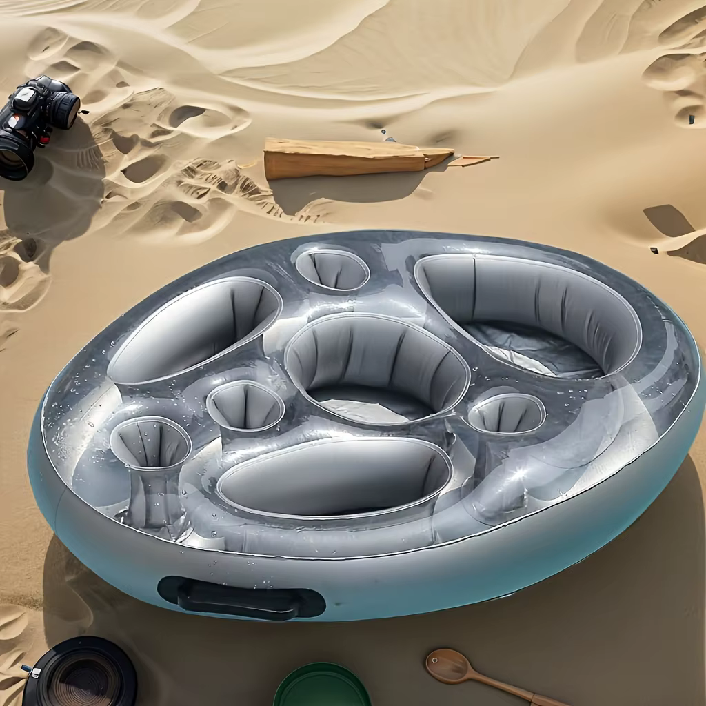 Bar de piscine gonflable avec porte-gobelets et plateau de service