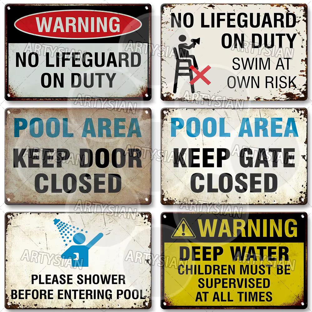 Enseigne en métal sur les règles de la piscine