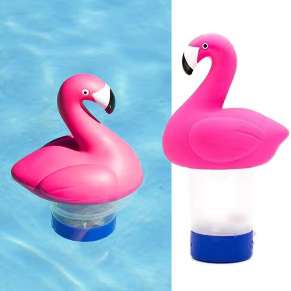 Distributeur de chlore flottant en forme de flamant rose pour piscine