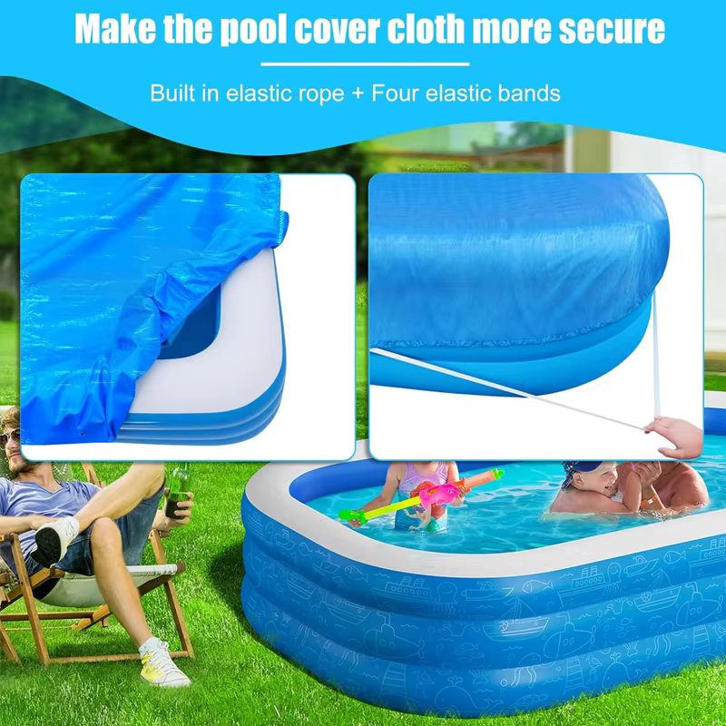 Couverture de piscine rectangulaire carrée anti-poussière pour jardin extérieur pagaie famille dix pieds piscines