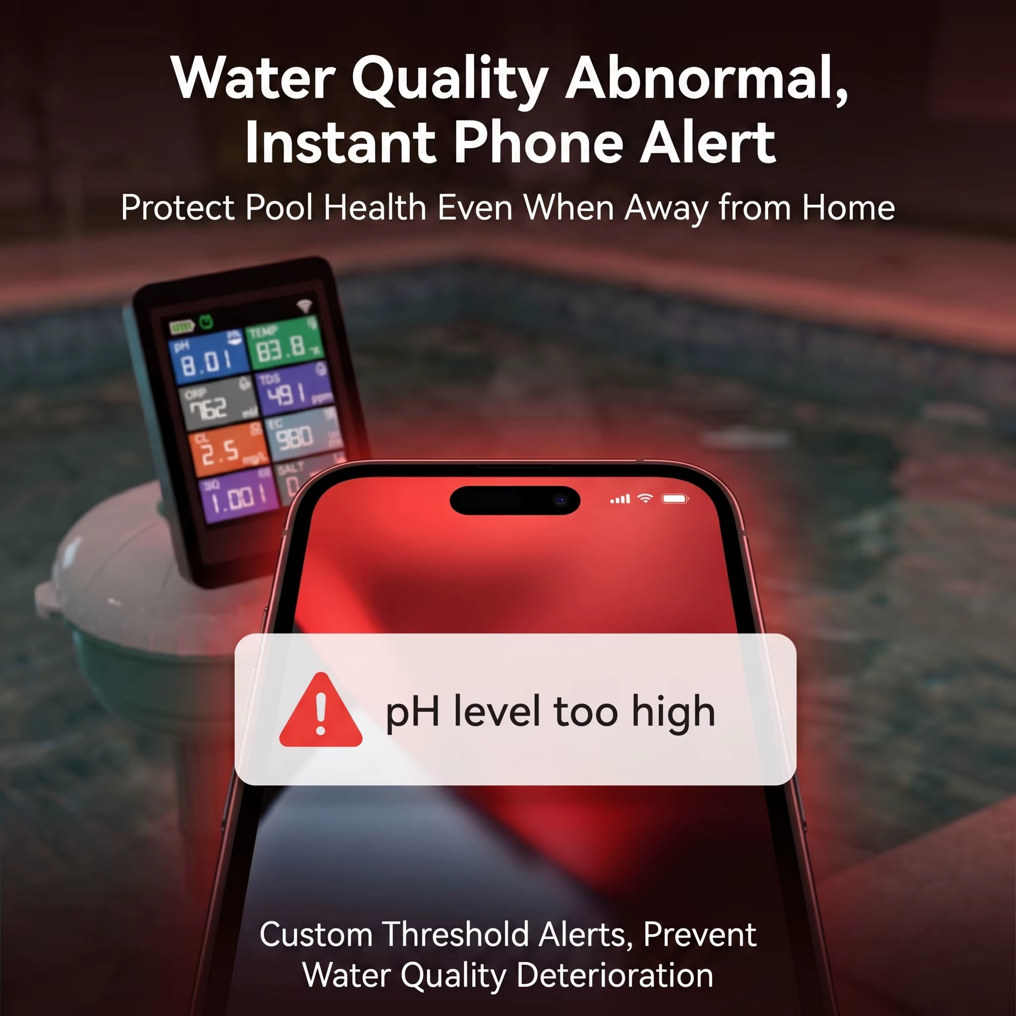 Testeur de qualité de l'eau de piscine Tuya WiFi 8 en 1