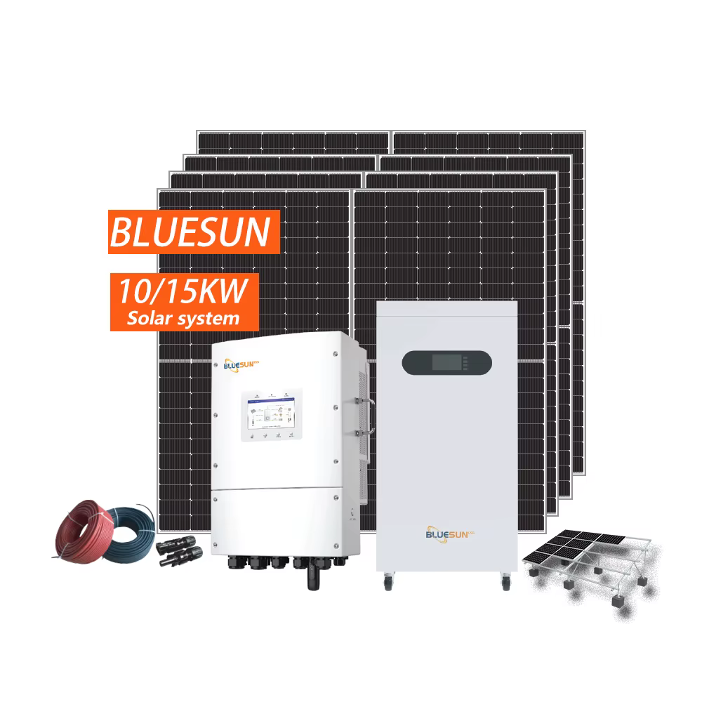 Système solaire domestique complet 10KW 15KW avec batterie de secours LiFePO4 16kWh 32kWh, installation facile, onduleur hybride triphasé monophasé