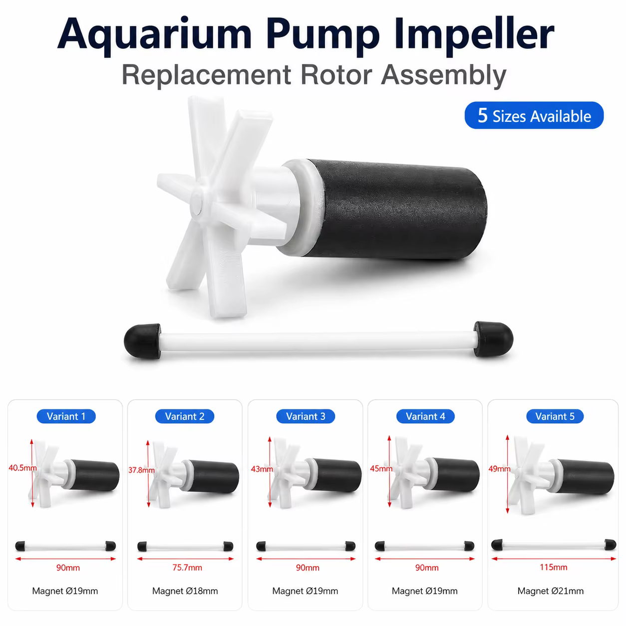 Pièces détachées pour pompes submersibles à turbine en céramique ; turbines de pompe disponibles en différentes tailles ; accessoires pour mini aquariums