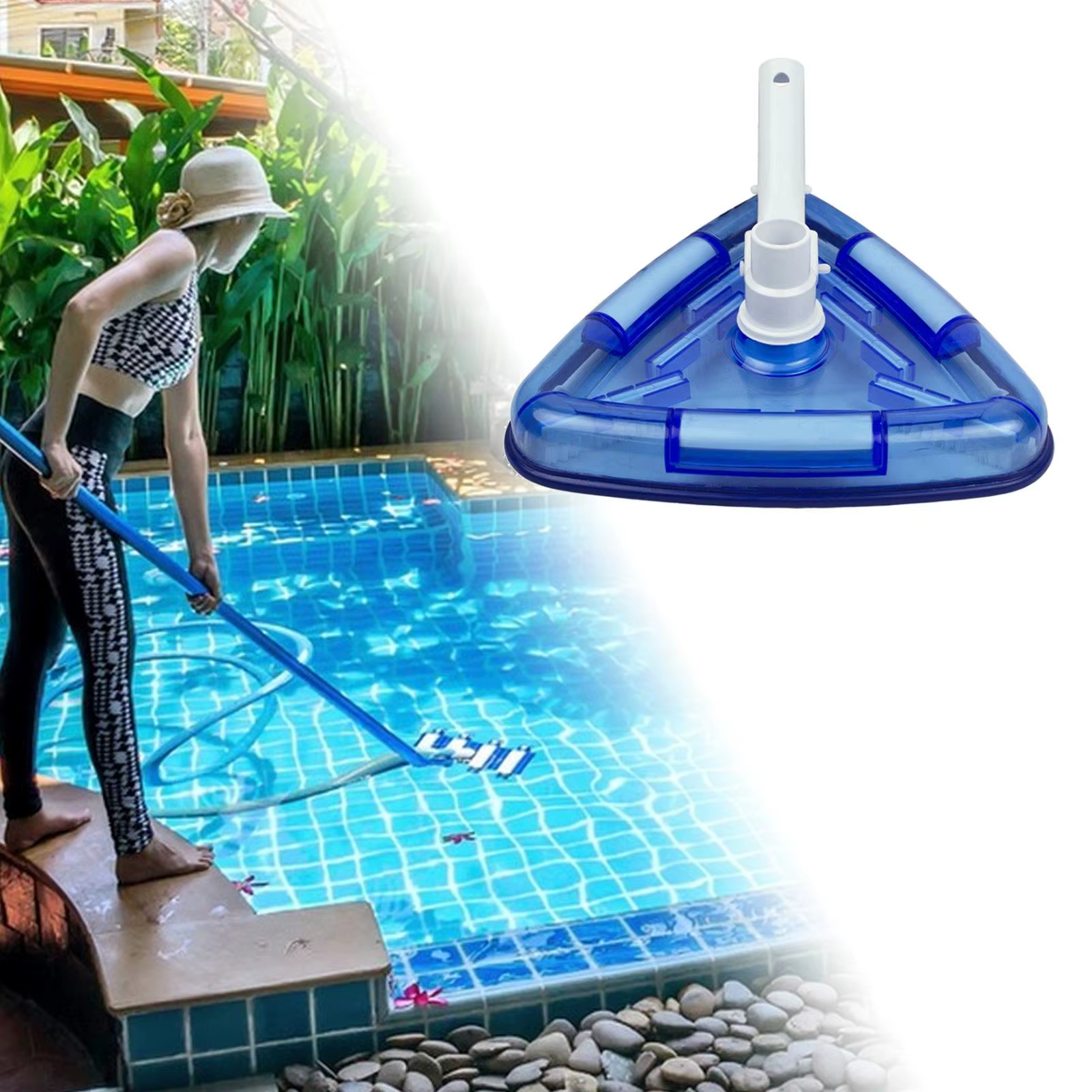 Tête d'aspirateur triangulaire transparente pour piscine SPA