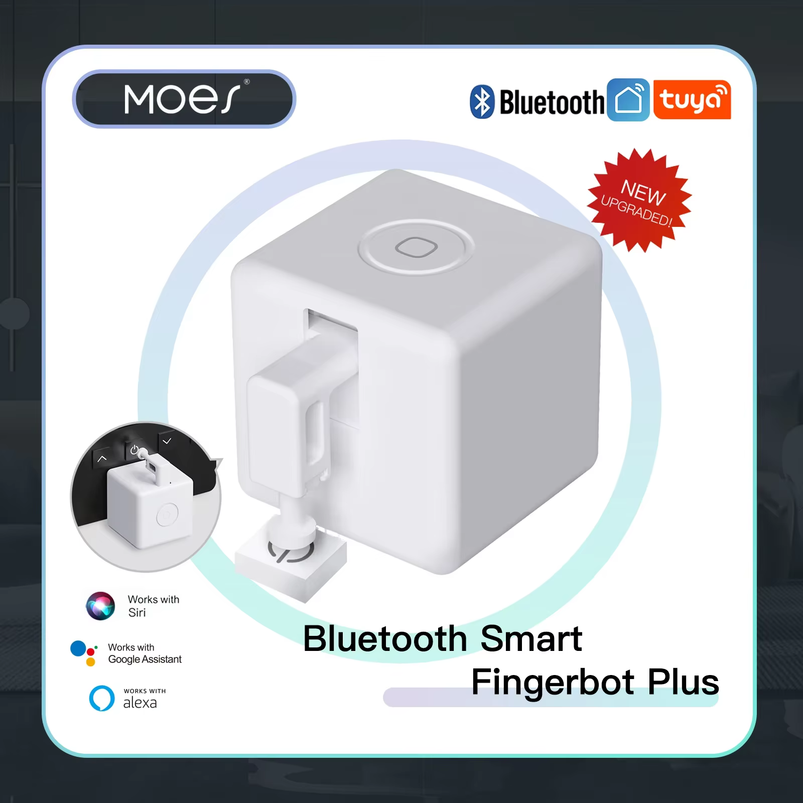 MOES – bouton-poussoir Bluetooth intelligent, nouveau robot intelligent, interrupteur automatique, commande vocale, Alexa, Google Home, Tuya