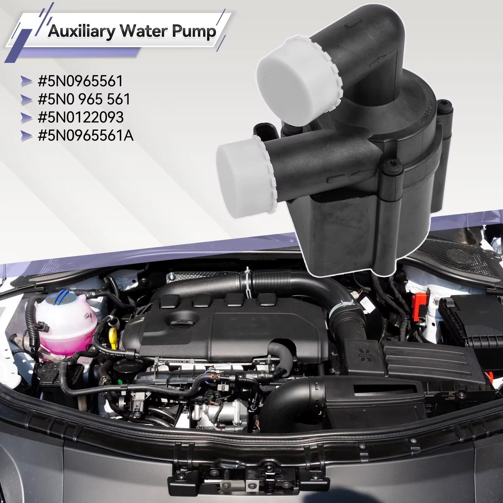 5N 0965561 Pompe à eau de refroidissement auxiliaire pour voiture, 5N0 965 561, pour Audi A1 A3 Q3 TT VW Golf Passat Skoda Seat 1.6 TDI 2.0 TDI 5N 0122093