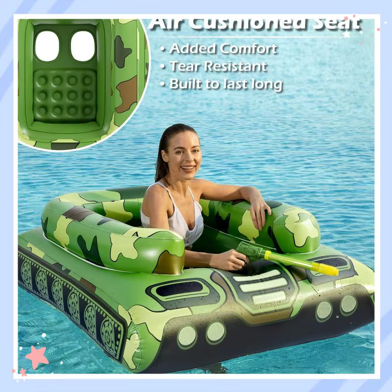 Bouée gonflable de tir aquatique camouflage avec siège coussiné résistant aux déchirures pour adultes