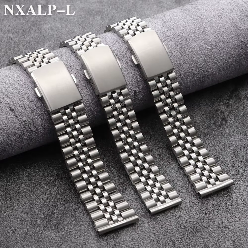 Bracelet en métal pour hommes, 18mm 20mm 22mm, en acier inoxydable, pour Seiko, Bracelet de plongée pour jubilé, Bracelet universel Omega