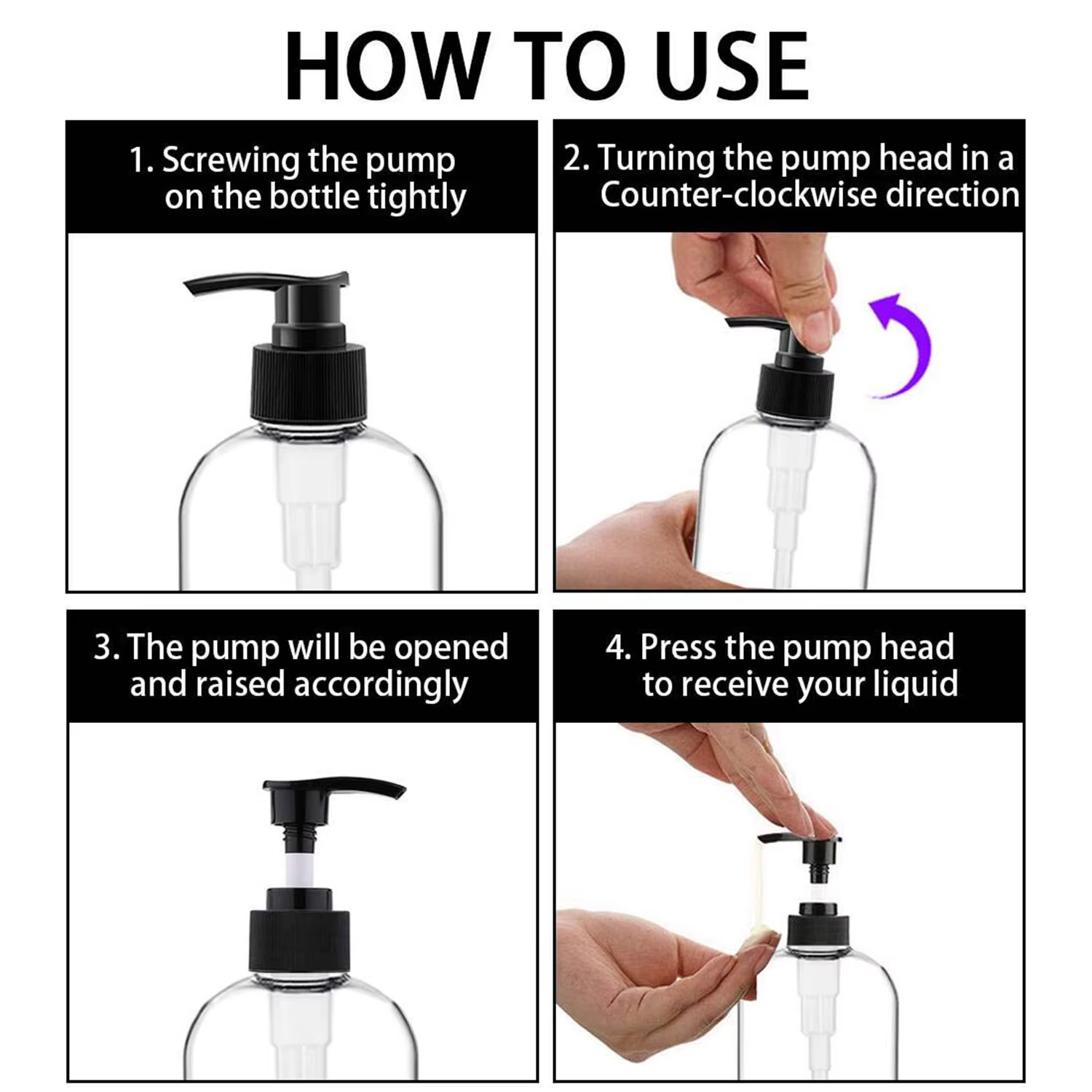 Distributeur à pompe en plastique africain HI, d'extraction à main portable, à intervalles clairs, pour shampoing et gratitude, illable au quotidien, beaucoup, 16oz/500ml