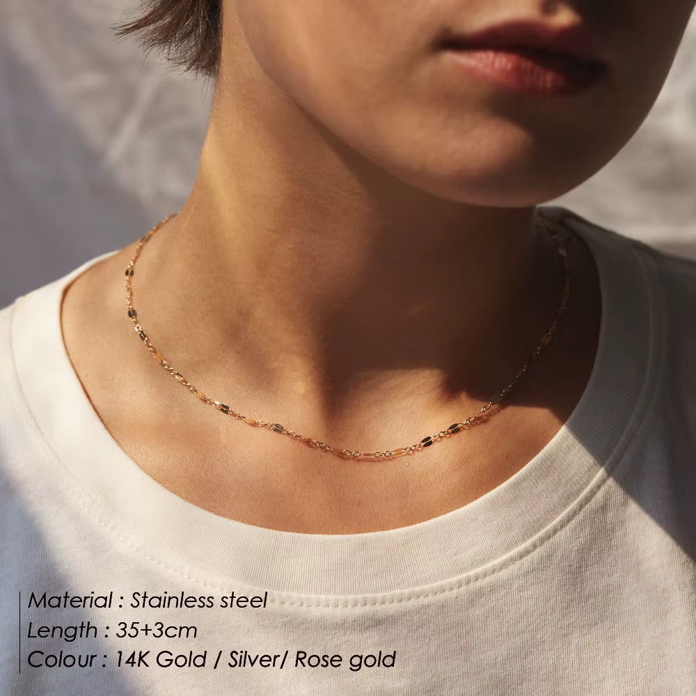 Colliers en acier inoxydable pour femmes, or 14K, ras du cou, Simple, délicat, cadeau pour amis, bijoux, vente en gros