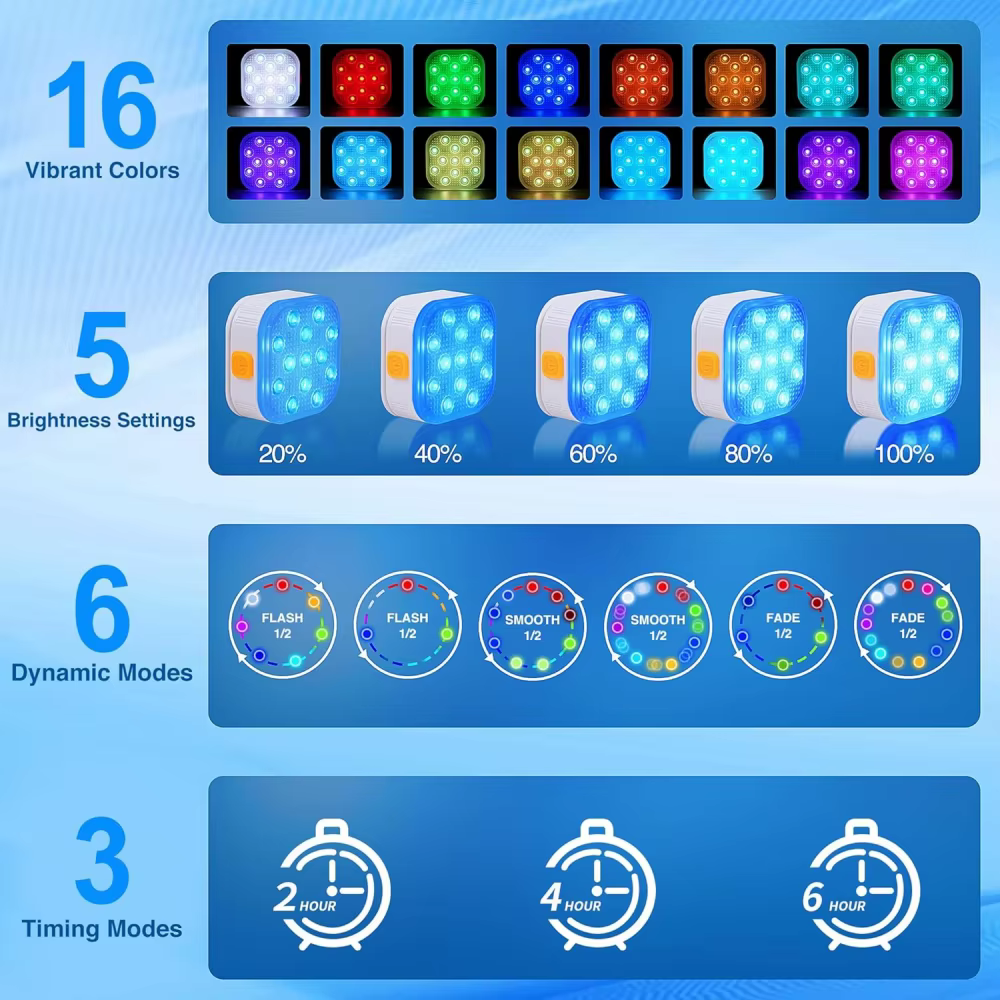 Lumières de piscine submersibles rechargeables avec télécommande