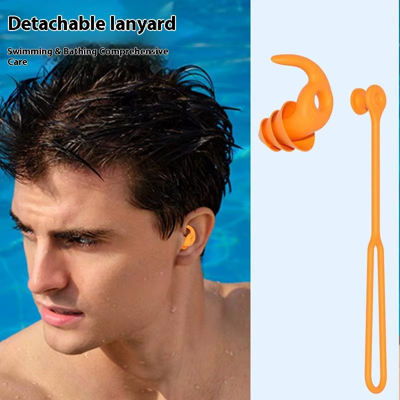 Bouchons d'oreille de natation avec corde en Silicone