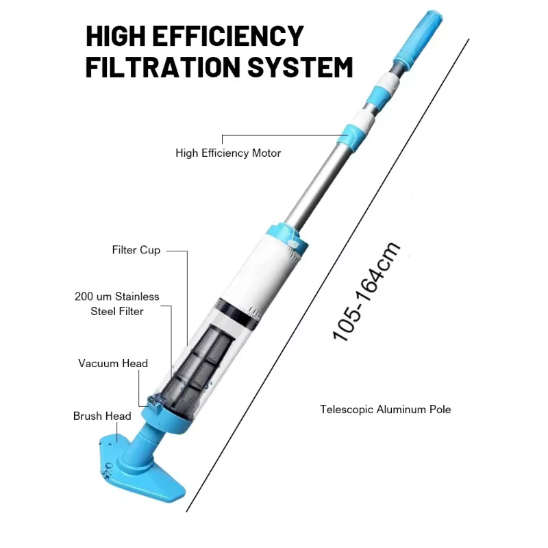 Aspirateur de piscine portatif sans fil rechargeable pour piscines hors sol et enterrées