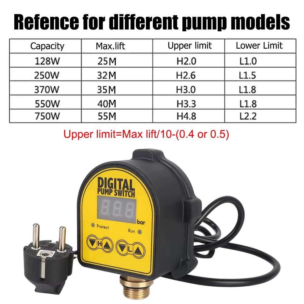 Pour pompe à eau marche/arrêt 220V numérique automatique