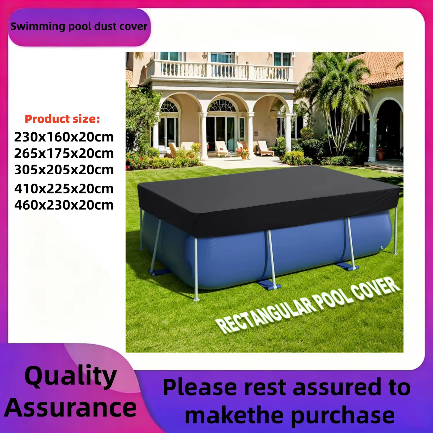 Couverture de piscine rectangulaire