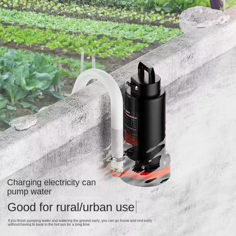 Pompe submersible au lithium Rechargeable 12V280W8 à 10 mètres de tête 70 minutes d'autonomie de la batterie 9000mAh