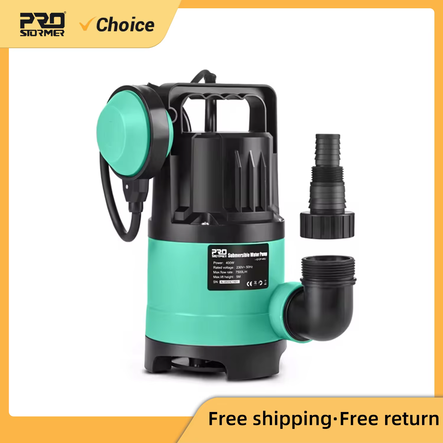Pompe à eau Submersible 400W 7500L/H utilitaire thermoplastique électrique Portable transfert piscine étang vidange