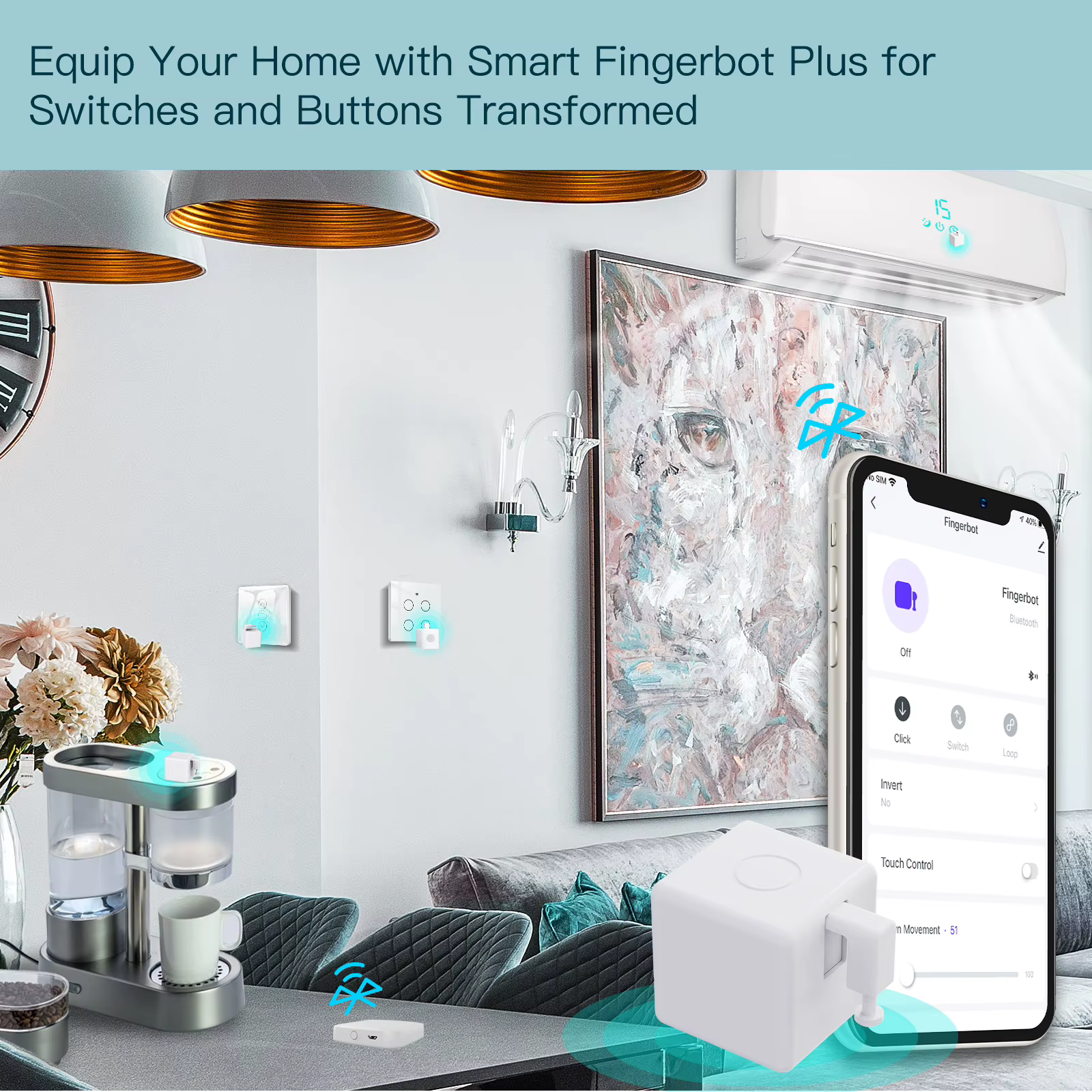 MOES Tuya Fingerbot : Pack d'outils de pression de boutons, nouveau robot doigt Bluetooth, application Smart Life, contrôle vocal automatique Alexa Google Home
