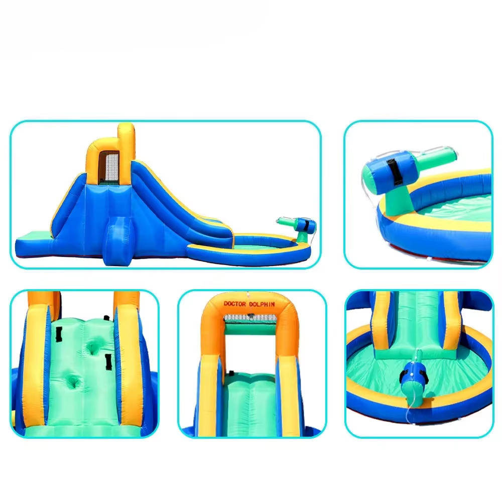 Fabricant nouveau Design bleu avec toboggan aquatique Combo piscine à balles aire de jeux château de rebond