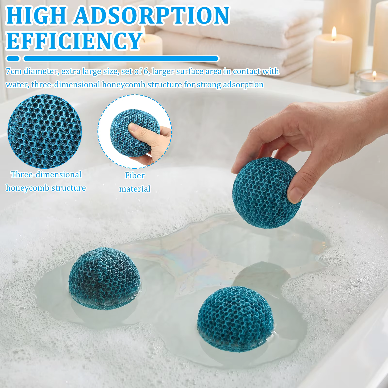 Lot de 6 boules anti-salissures pour spa et piscine