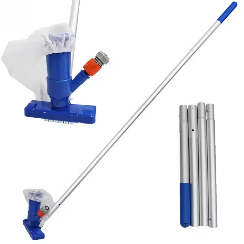 Kit de nettoyage de piscine avec perche télescopique à 4 sections et aspirateur à jet subaquatique