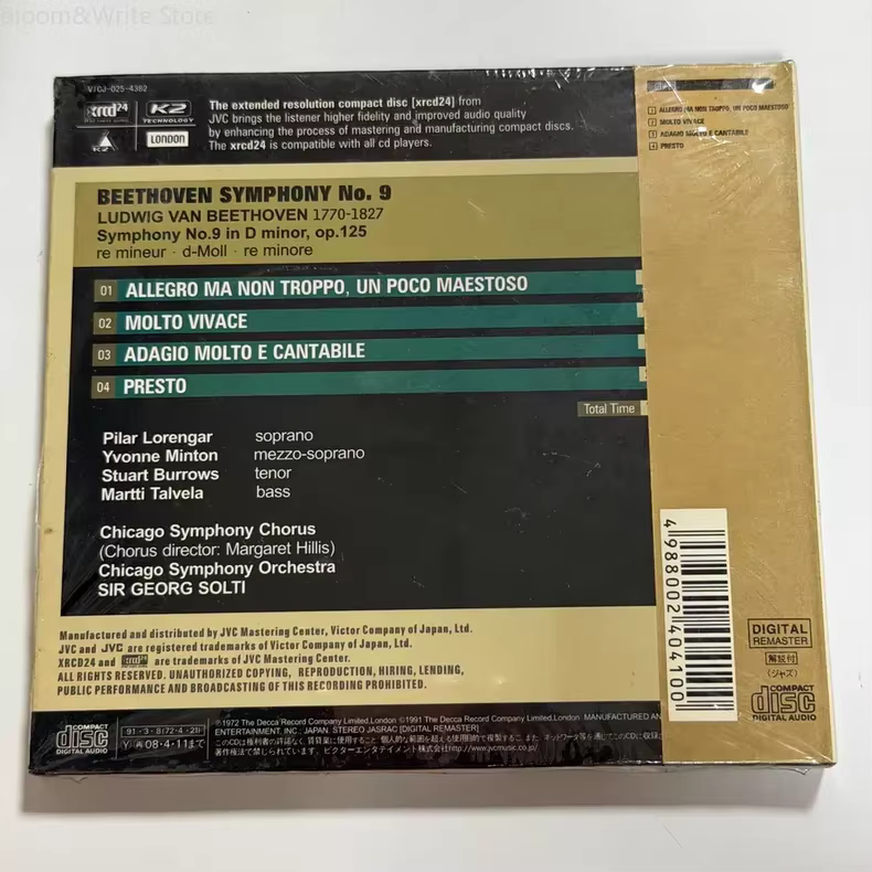 CD de musique classique Georg Solti, symphonie n° 9 de Beethoven, album musical, Walkman, bandes originales de film, collection de cadeaux