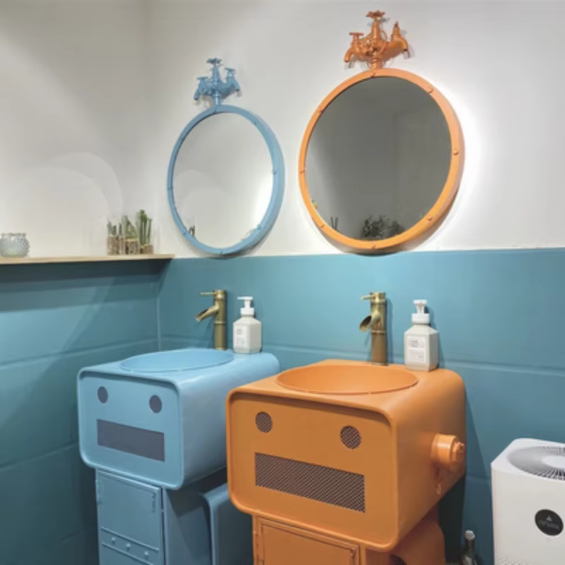 Lavabo de sol personnalisé avec dessin animé créatif, couleur de balcon, commercial, style industriel