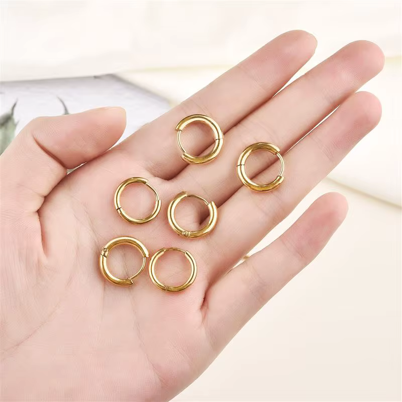 10 pièces en acier inoxydable petits cerceaux boucle d'oreille Piercing oreille Cartilage 8-20mm femmes hommes en acier inoxydable cercle rond Pendientes