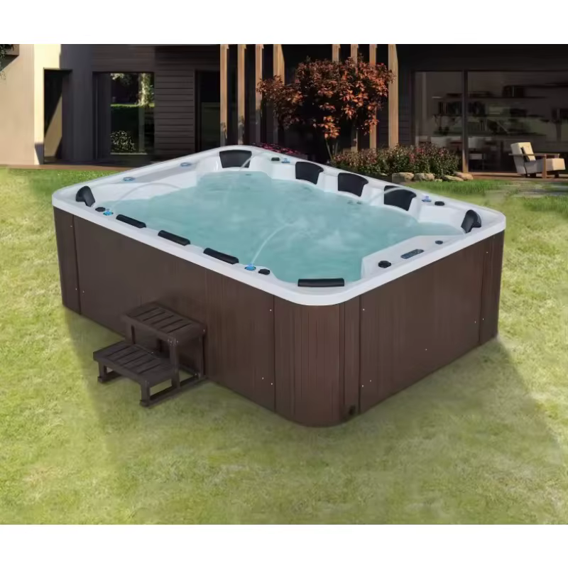 Bain à remous rectangulaire moderne en acrylique blanc pour l'extérieur