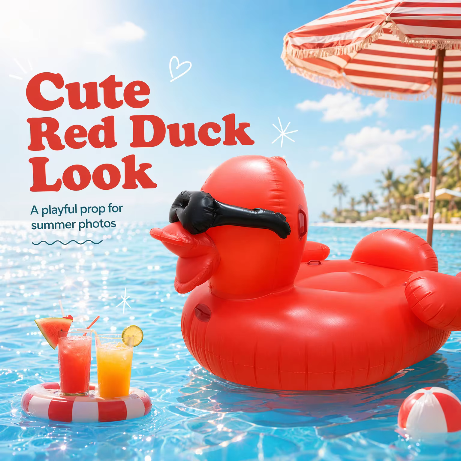Grande flotteuse gonflable en forme de canard rouge pour piscine