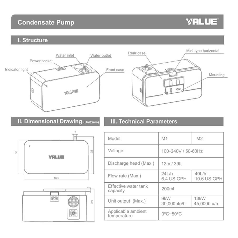 Pompe à eau électrique auto-amorçante mini pour climatiseur domestique 100V-240V