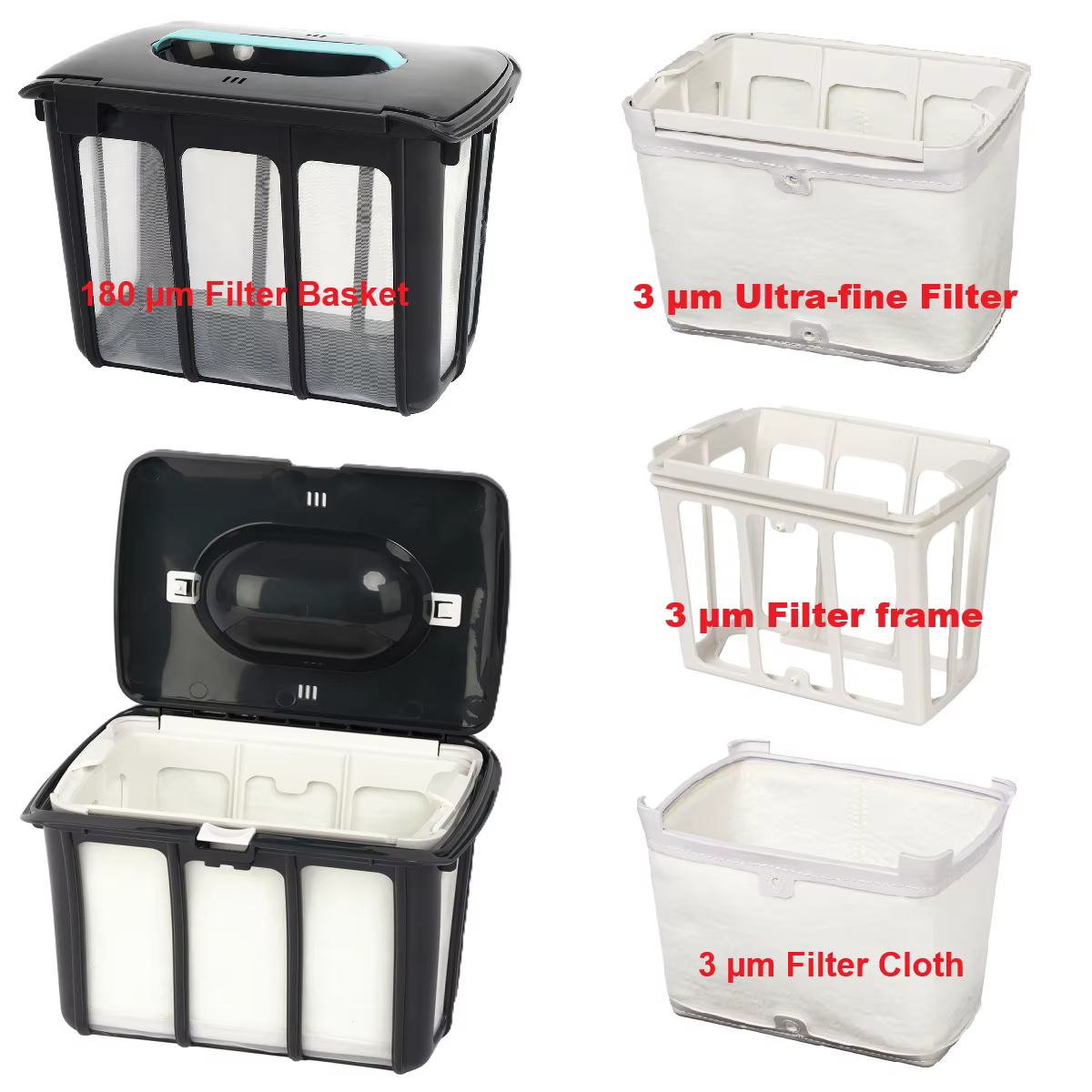Filtre ultra-fin de 3 µm et panier de 180 µm pour robot nettoyeur de piscine Aiper Scuba S1