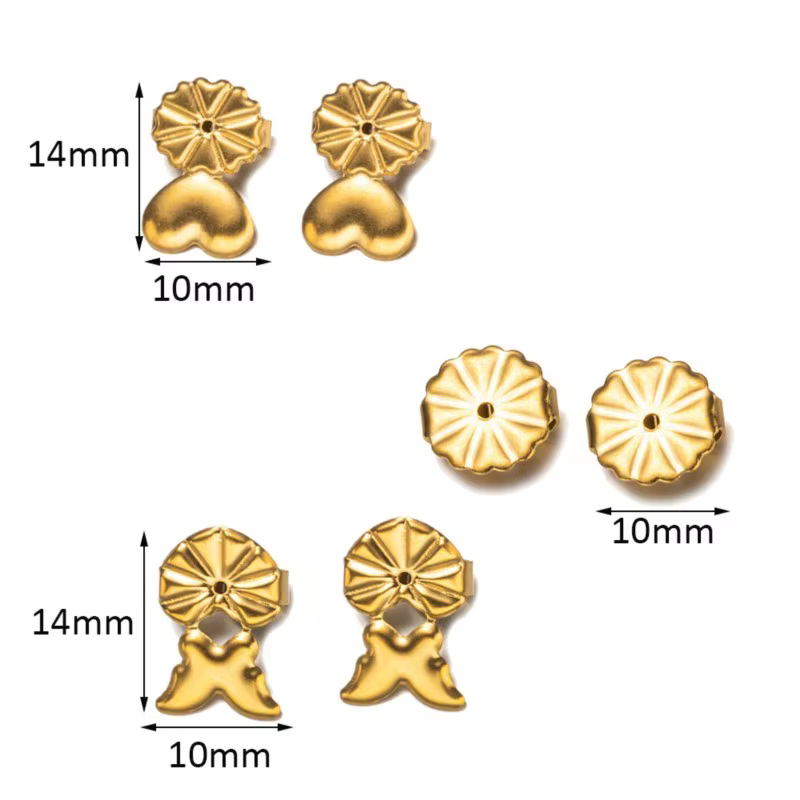10 paires de boucles d'oreilles en acier inoxydable doré, dos sécurisé, pour oreilles tombantes, boucles d'oreilles lourdes, hypoallergéniques, fabrication de bijoux, ne se décolore pas