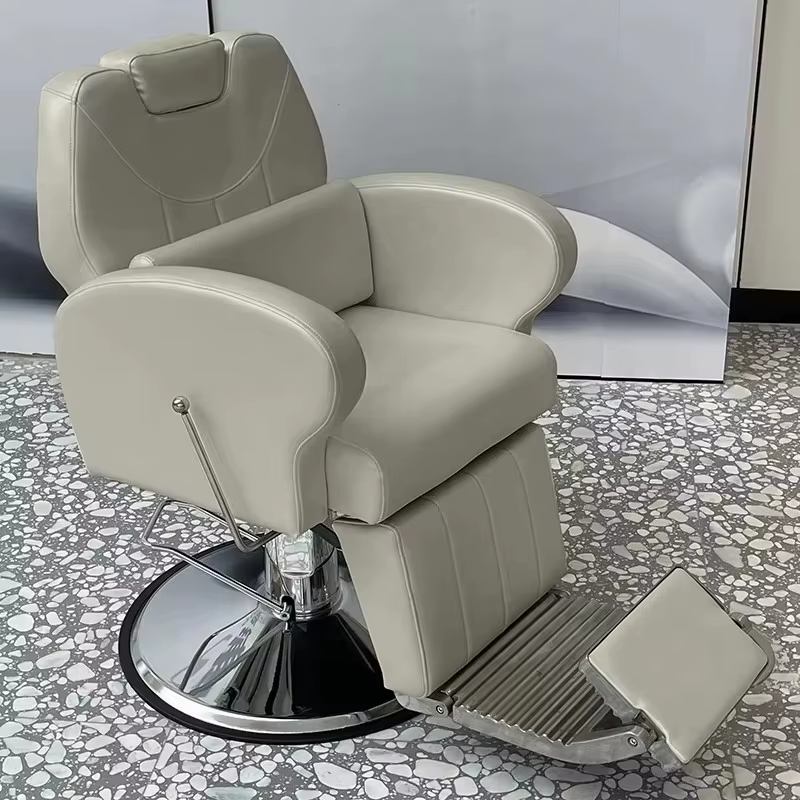 Chaise de barbier de luxe à la mode en acier inoxydable chaise de barbier classique multifonctionnelle Unique confortable Silla meubles de Salon de beauté