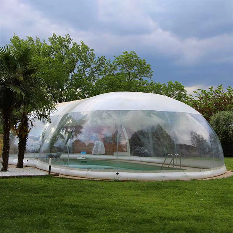 Couverture de piscine gonflable transparente en PVC sur mesure